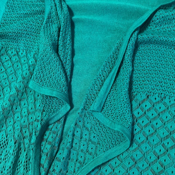 Cable & Gauge lightweight size small blue green sweater cardigan - Picture 3 of 5